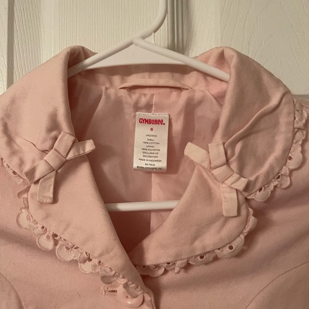 Gymboree Pale Pink Bow Cotton Trench Coat - Picture 3 of 6